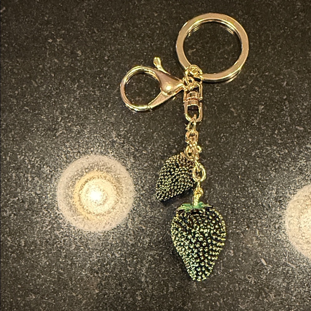 Gold and Black Strawberry Keychain